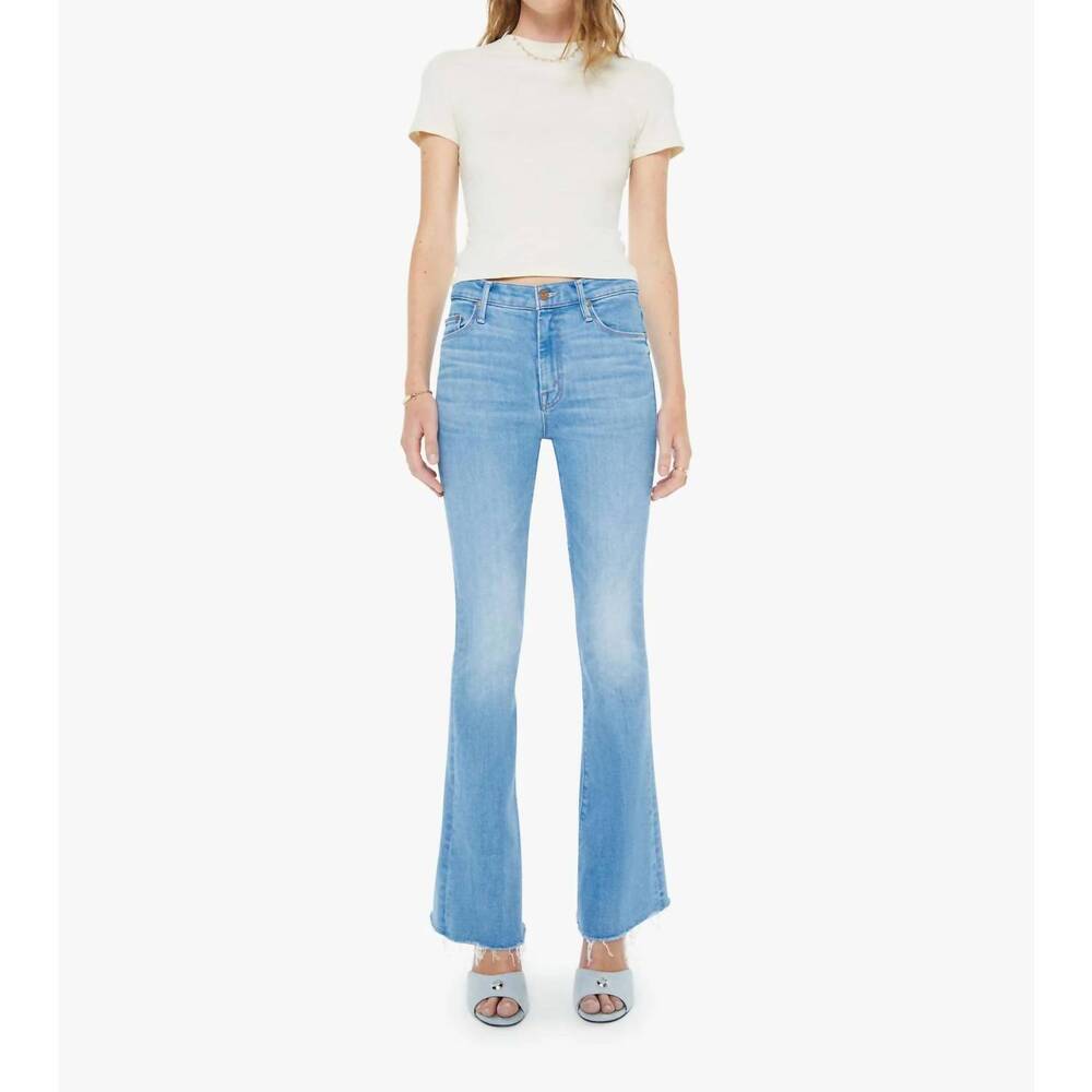 NEW MOTHER weekender fray flare jean in satisfy your cravings